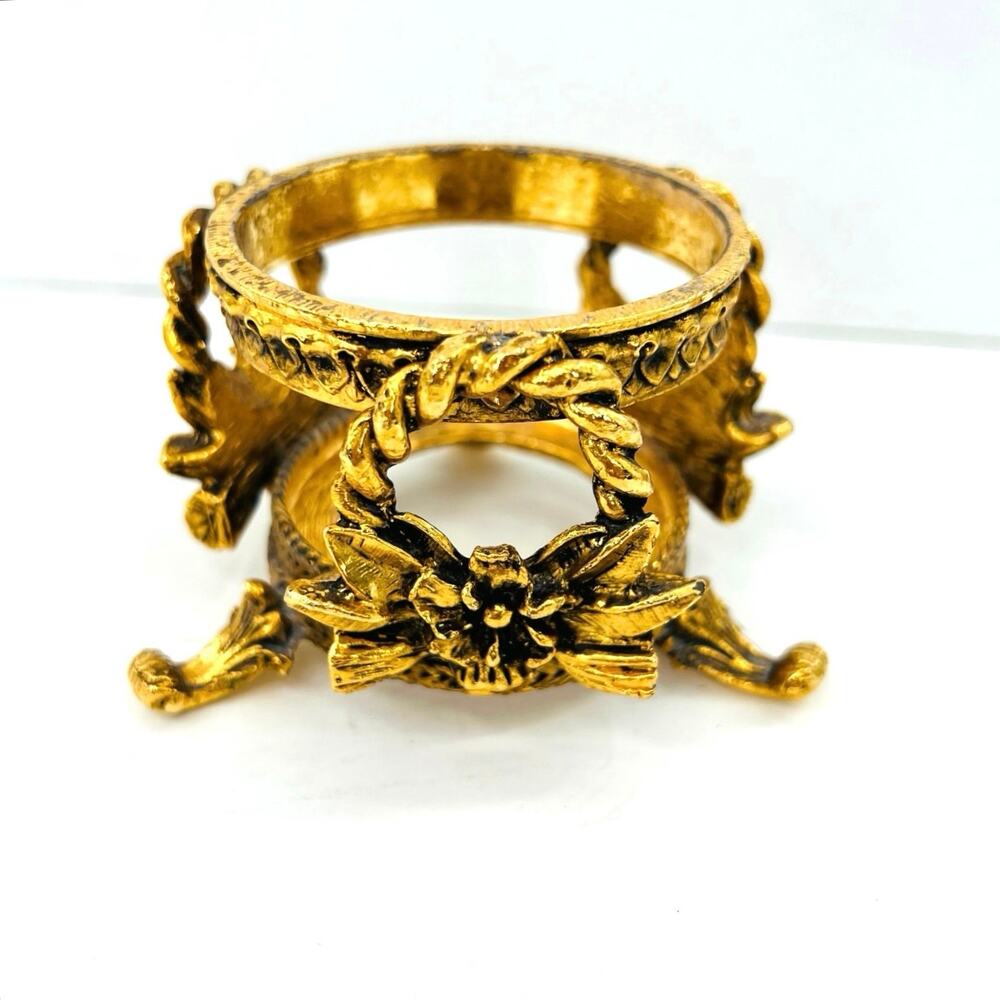 Vintage Gold Tone Stylebuilt Floral/Rope Design Vanity Cup Holder